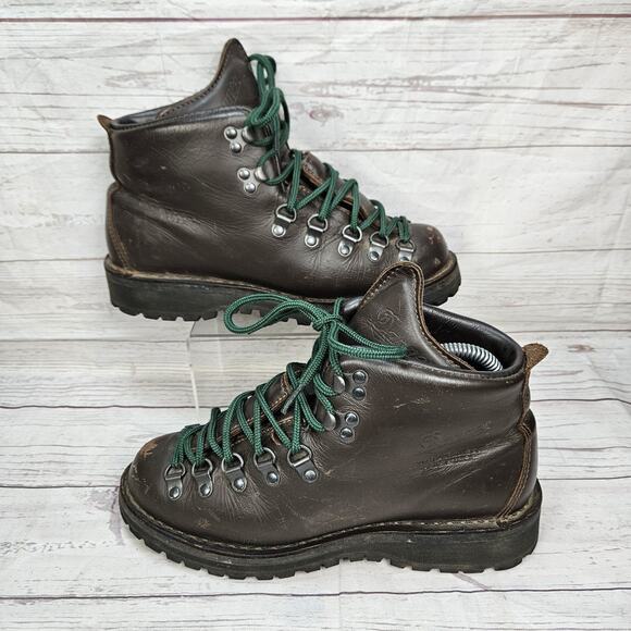 Danner Mountain Light II Women’s Size 7.5 Hiking Boots Brown Leather Green Laces - Picture 1 of 7
